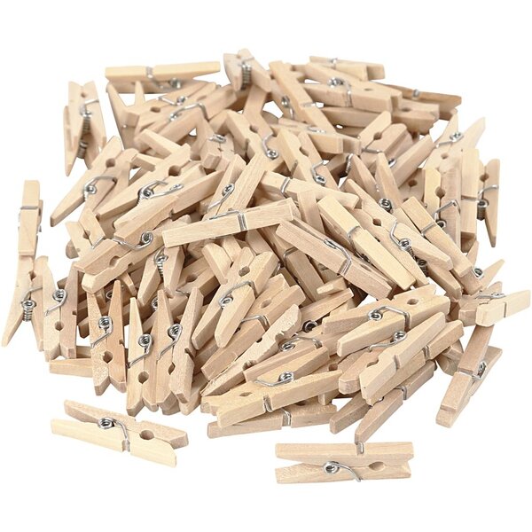 Creativ Company Wasknijpers, L: 30 mm, B: 3 mm, 100 stuk/ 1 doos