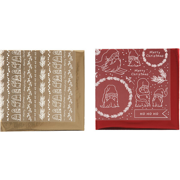 Creativ Company Deco folie en transfervel, Traditionele kerst, vel 15x15 cm, goud, rood, 2x2 vel/ 1 doos