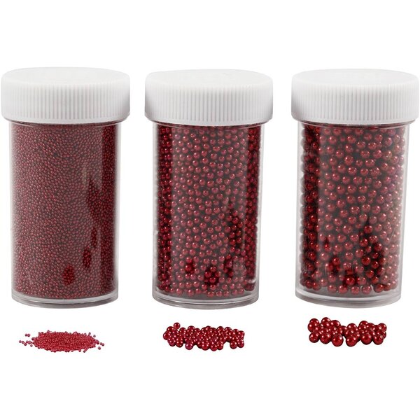 Creativ Company Mini Stenen van Glas, afm 0,6-0,8+1,5-2+3 mm, rood, 3x45 gr/ 1 doos
