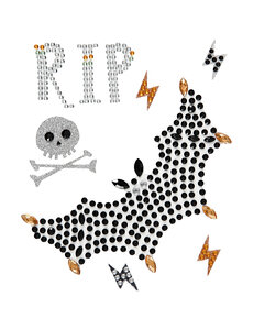 Creativ Company Stickers met strasstenen, vleermuis en RIP, vel 14x17 cm, 1 vel