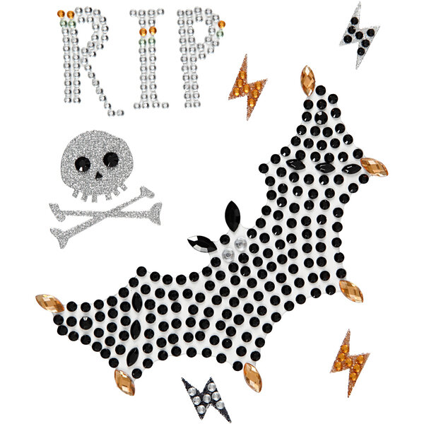 Creativ Company Stickers met strasstenen, vleermuis en RIP, vel 14x17 cm, 1 vel