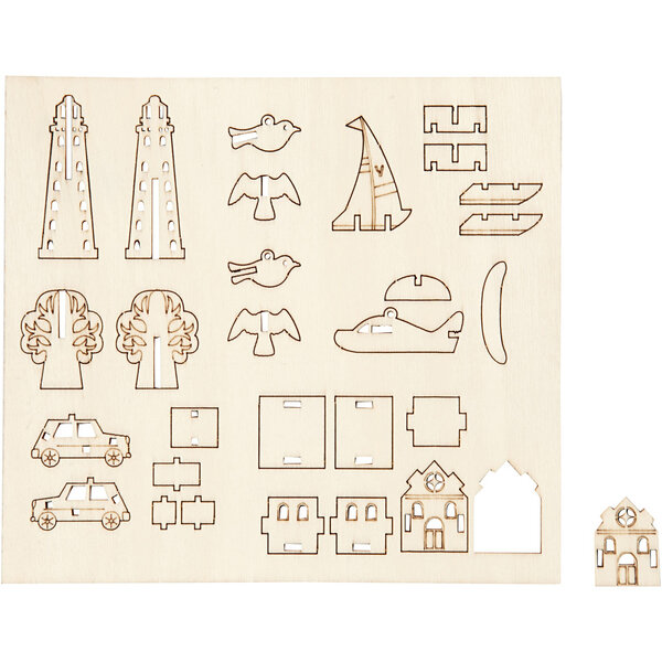 Creativ Company DIY Houten figuren, elke dag, L: 15,5 cm, B: 17 cm, dikte 3 mm, 1 doos