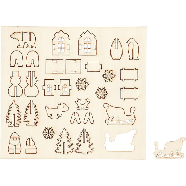 Creativ Company DIY Houten figuren, Kerst, L: 15,5 cm, B: 17 cm, dikte 3 mm, 1 doos