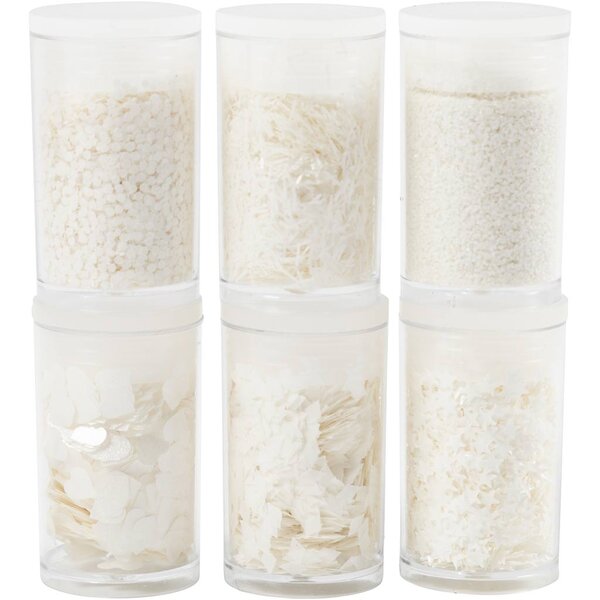 Creativ Company Bio Sparkles & Sequins, zilver, wit, 6x7 ml/ 1 doos