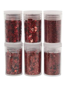 Creativ Company Bio Sparkles & Sequins, rood, 6x7 ml/ 1 doos