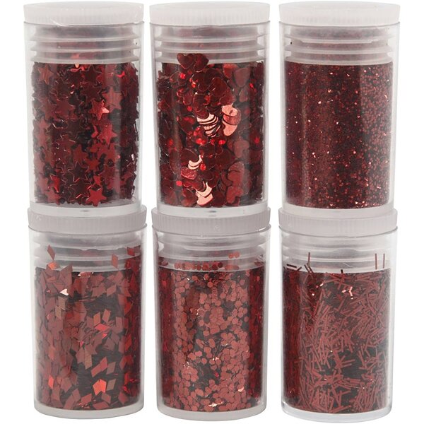Creativ Company Bio Sparkles & Sequins, rood, 6x7 ml/ 1 doos
