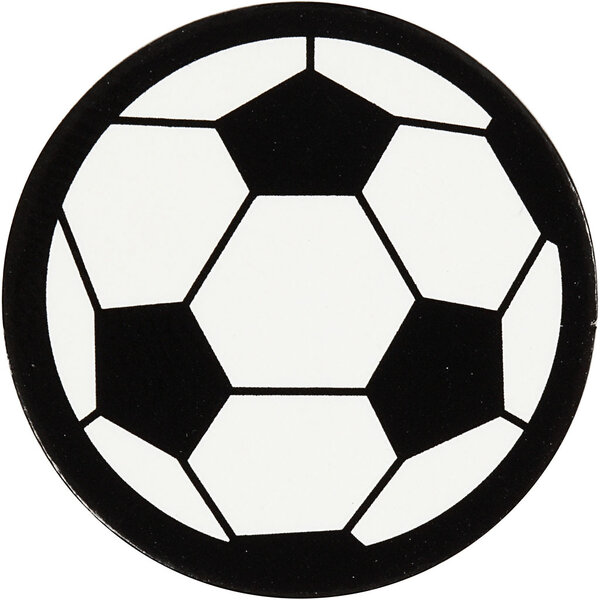 Creativ Company Label, voetbal, d 25 mm, wit/zwart, 20 stuk/ 1 doos
