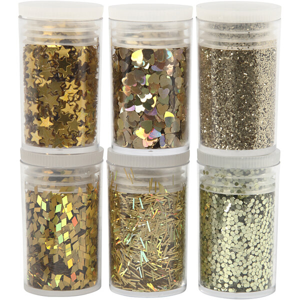 Creativ Company Glitter en Pailletten, goud, 6x5 gr/ 1 doos