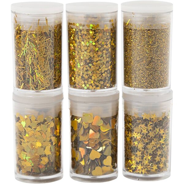 Creativ Company Bio Sparkles & Sequins, goud, 6x7 ml/ 1 doos