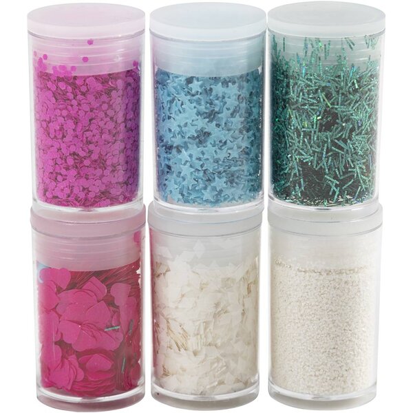 Creativ Company Bio Sparkles & Sequins, pastelkleuren, 6x7 ml/ 1 doos
