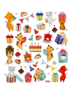 Creativ Company Stickers, verjaardags katten, vel 15x16,5 cm, 1 vel