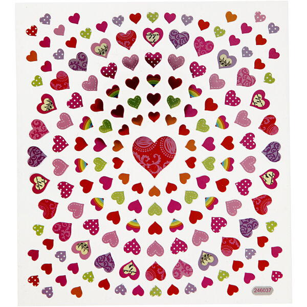 Creativ Company Stickers, kleine harten, vel 15x16,5 cm, ca. 108 stuk, 1 vel