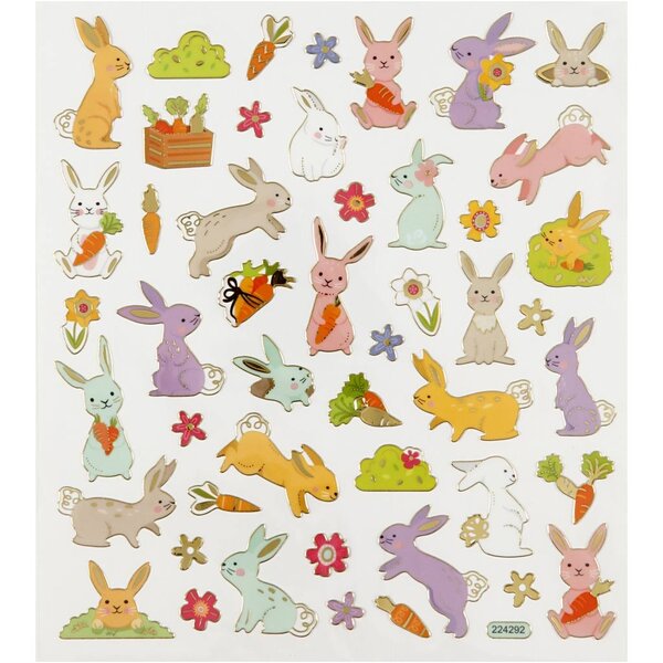 Creativ Company Stickers, Paashaas, vel 15x16,5 cm, ca. 50 stuk, 1 vel