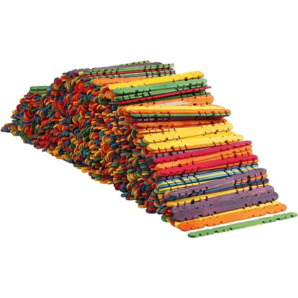 Creativ Company Constructiestokjes, L: 11,4 cm, B: 10 mm, diverse kleuren, 1000 stuk/ 1 doos