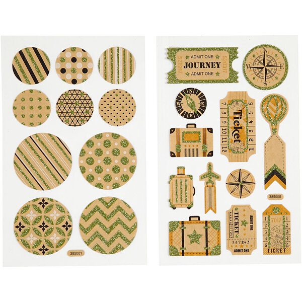 Creativ Company Stickers, tassenlabels en cirkels, vel 10x16 cm, 4 vel/ 1 doos