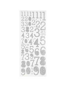 Creativ Company Glitterstickers, cijfers, vel 10x24 cm, zilver, 2 vel/ 1 doos