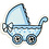 Creativ Company Kinderwagen, afm 34x31 mm, dikte 1,7 mm, lichtblauw, 10 stuk/ 1 doos