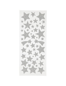 Creativ Company Glitterstickers, sterren, vel 10x24 cm, zilver, 2 vel/ 1 doos