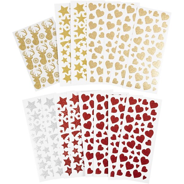 Creativ Company Glitterstickers, vel 10x24+12x18,5 cm, 8 vel/ 1 doos