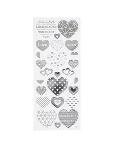 Creativ Company Stickers, harten, vel 10x24 cm, zilver, 1 vel