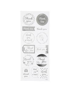 Creativ Company Stickers, thank you, vel 10x24 cm, zilver, 1 vel