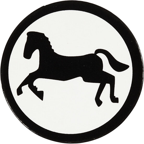 Creativ Company Label, paard, d 25 mm, wit/zwart, 20 stuk/ 1 doos