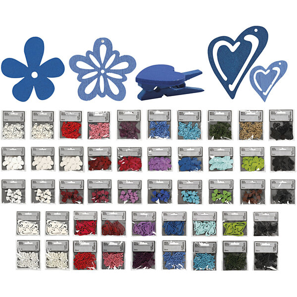 Creativ Company Houten decoraties, Inhoud kan variëren , diverse kleuren, 50 doos/ 1 doos