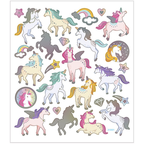 Creativ Company Stickers, unicorns, vel 15x16,5 cm, ca. 27 stuk, 1 vel