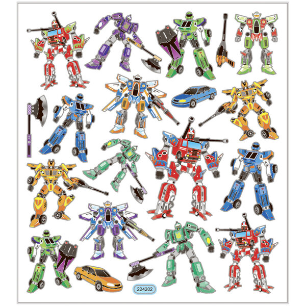 Creativ Company Stickers, transformers, vel 15x16,5 cm, ca. 19 stuk, 1 vel