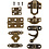 Creativ Company Mini beslag, afm 16x19-19x29,5 mm, antiek goud, 15 set/ 1 doos