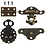 Creativ Company Mini beslag, afm 30-35 mm, antiek goud, 10 set/ 1 doos