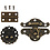 Creativ Company Mini beslag, afm 30-35 mm, antiek goud, 10 set/ 1 doos