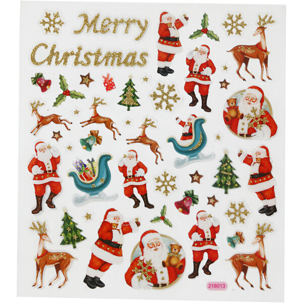Creativ Company Stickers, kerstman met rendier, vel 15x16,5 cm, ca. 46 stuk, 1 vel
