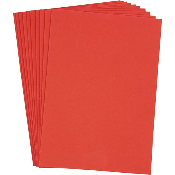 Creativ Company Foam Vellen, A4, vel 210x297 mm, dikte 2 mm, rood, 10 vel/ 1 doos