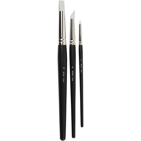 Creativ Company Artist Line, afm 2+6+10, L: 19-25 cm, B: 6+10+15 mm, plat,rond, 3 stuk/ 1 doos