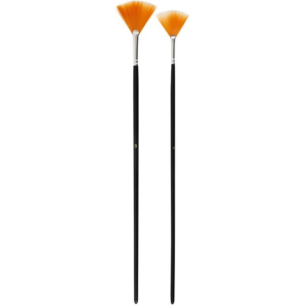 Creativ Company Gold Line Waaierpenselen, afm 4+8, L: 29-30 cm, B: 2-3 mm, Waaier, 2 stuk/ 1 doos