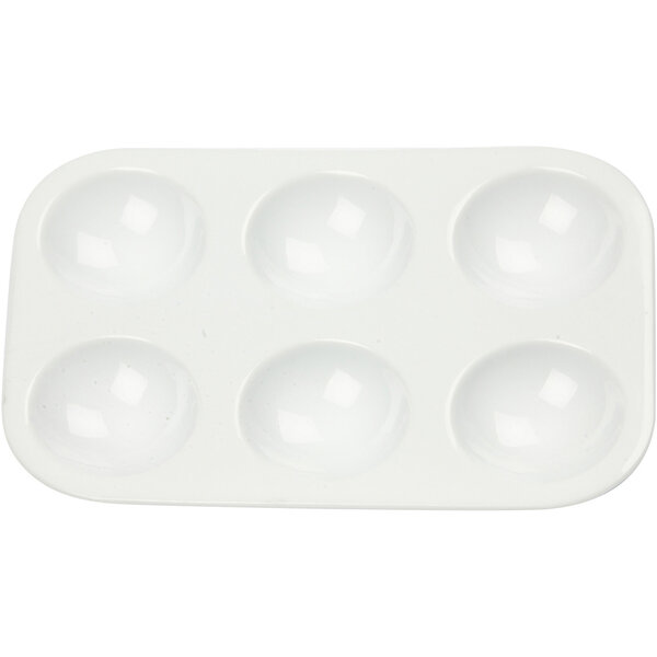 Creativ Company Palet, Rechthoekig palet met 6 vakken, afm 13x8,5 cm, wit, 1 stuk