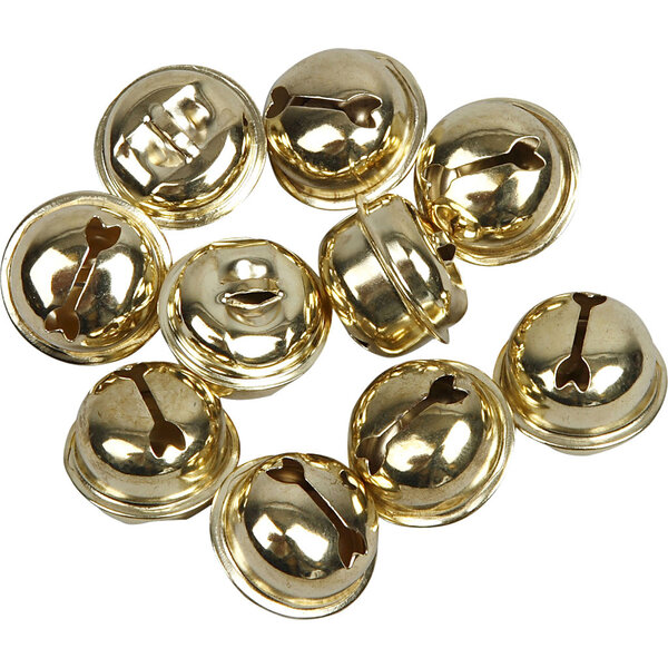 Creativ Company Belletjes, d 13+15+17 mm, goud, 12 div/ 1 doos