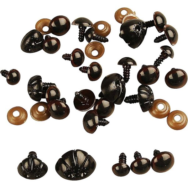 Creativ Company Teddybeer ogen & neuzen, d 10-15 mm, afm 15-25 mm, 130 div/ 1 doos