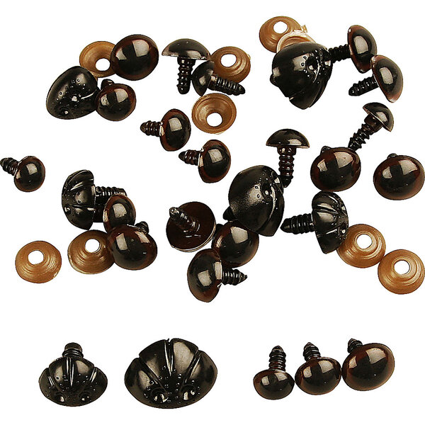 Creativ Company Teddybeer ogen & neuzen, d 10+12,5+15 mm, afm 15+25 mm, 12 div/ 1 doos