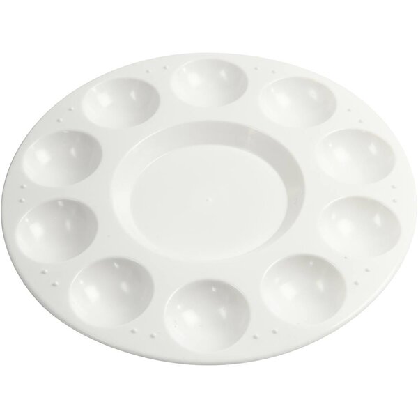 Creativ Company Palet, Rond palet met 11 vakken, d 17 cm, wit, 1 stuk