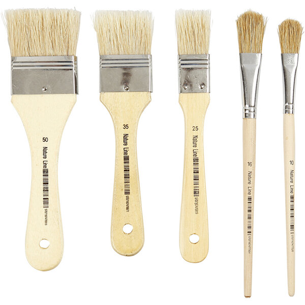 Creativ Company Vernis kwasten, afm 10+16+25+35+50, L: 18,5-21,5 cm, B: 13-50 mm, plat, 10 stuk/ 1 doos