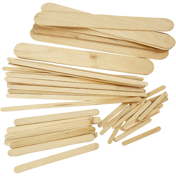 Creativ Company IJslollystokjes, L: 5,5+11,5+19+20 cm, B: 6+10+25 mm, naturel, 4250 stuk/ 1 doos
