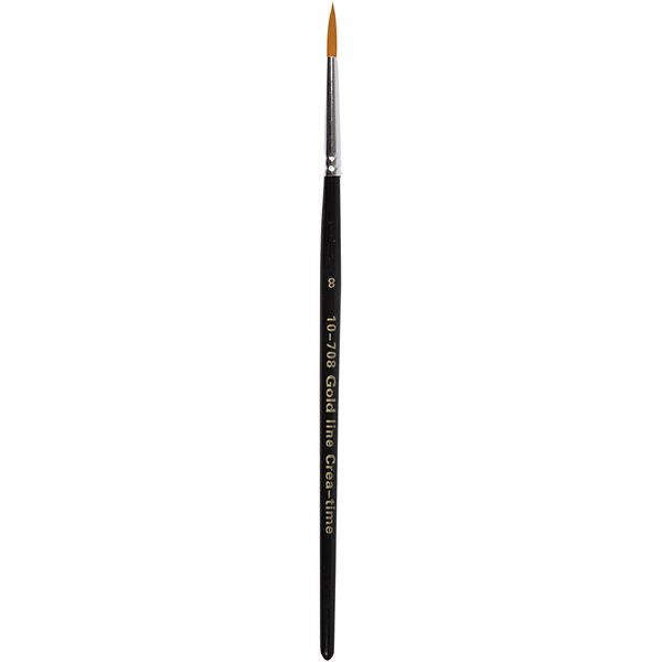 Creativ Company Gold Line penselen, afm 8, L: 18,5 cm, B: 3 mm, rond, 12 stuk/ 1 doos