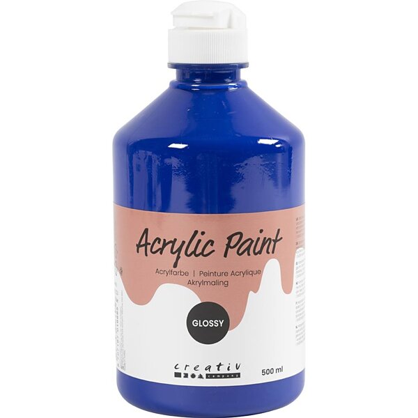 Creativ Company Acrylverf Glossy, blauw, 500 ml/ 1 fles