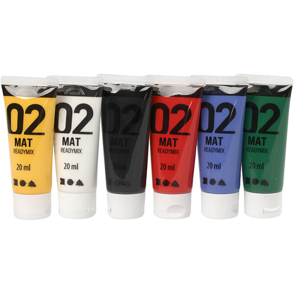 Creativ Company Acrylverf Mat, standaardkleuren, 6x20 ml/ 1 doos