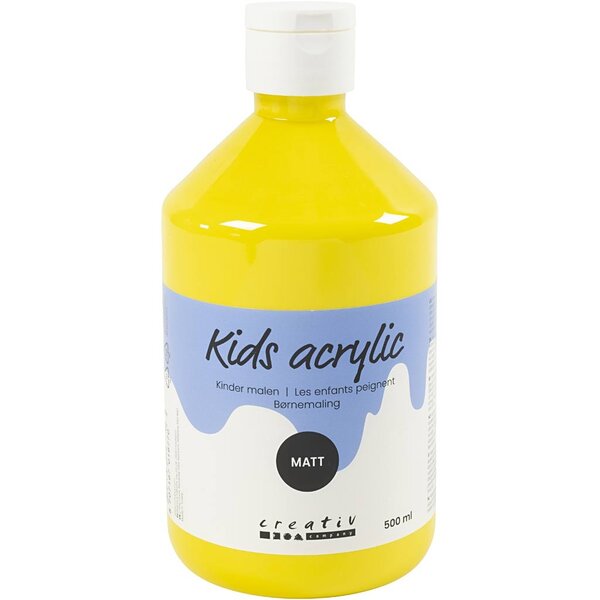 Creativ Company Acrylverf Mat, primair geel, 500 ml/ 1 fles