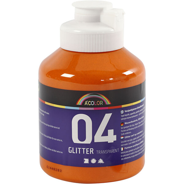 Creativ Company Acrylverf met glitters, oranje, 500 ml/ 1 fles