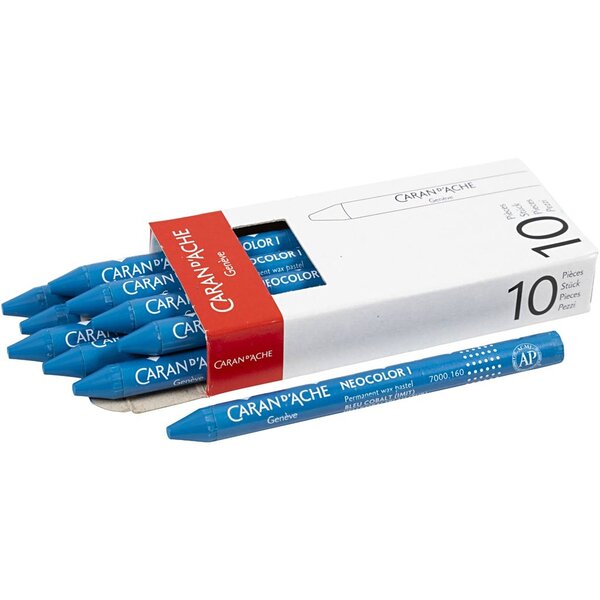 Caran Dache CARAN D’ACHE Neocolor I, L: 10 cm, dikte 8,5 mm, cobalt blue (160), 10 stuk/ 1 doos