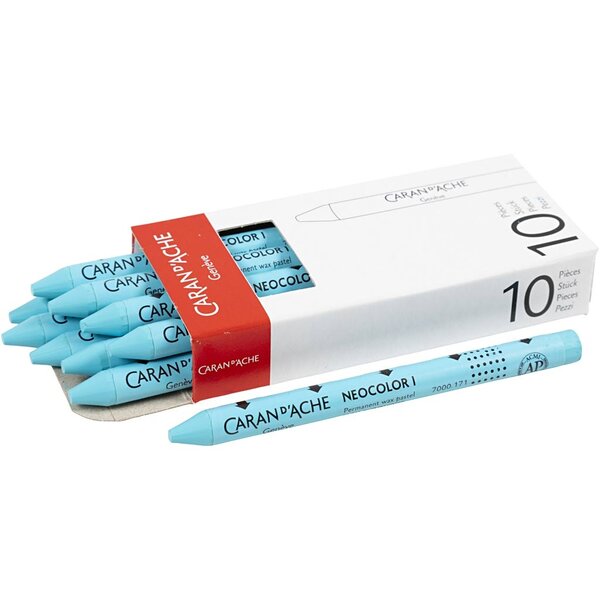 Caran Dache CARAN D’ACHE Neocolor I, L: 10 cm, dikte 8,5 mm, turquoise blue (171), 10 stuk/ 1 doos